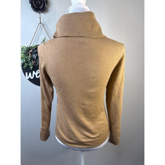 Colette Mordo Womens Beige Ribbed Turtleneck Sweater S FLAW - Picture 3 of 9